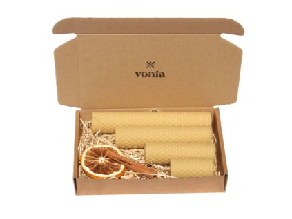vonia Adventný sviečkový balíček z včelieho vosku žltá 18,14,10,6x3 cm